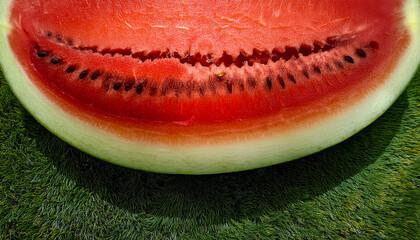 Wall Mural - Aerial view of a watermelon cutting