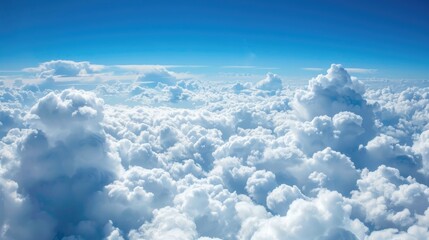 Sticker - View of white clouds in blue sky from aircraft