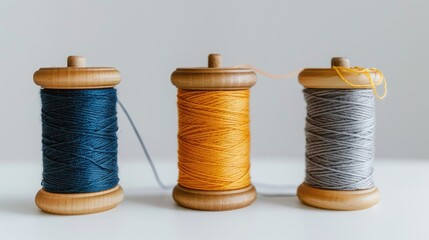 Canvas Print - Three thread spools on a white backdrop