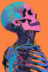 Poster - A skeleton with wires coming out of it