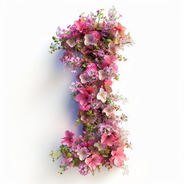 Elegant shot of text number ‘1’ crafted in flowers on a clean. A beautiful flower arrangement forming the number '1'.