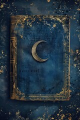 Poster - A blue book with a gold moon on it