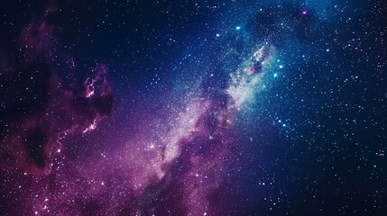 Wall Mural - vertical background featuring a night starry sky and bright purple-blue galaxy, designed for vertica