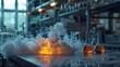 © Muhammad - Smoky reaction in a hyper realistic chemistry lab demonstrating the dilute mixture of organic compounds