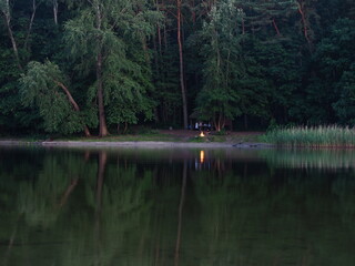 Midsummer bonfire by the lake - Szczecin Poland