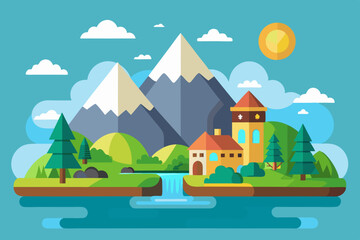 Wall Mural - Landscape Flat Design Illustration