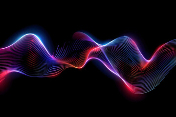 Poster - abstract background from many wavy lines. red blue colors