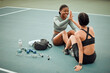 © KayJoint/peopleimages.com - Happy people, fitness and women high five in court or outdoor training for workout, exercise or practice. Break, excited and friends with support or health in celebration of challenge or performance