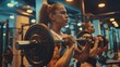 © Gia - An image of a woman in a gym intensely performing weightlifting, portraying the willpower and physical strength involved in achieving fitness and bodybuilding goals.