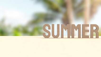 The Summer wood text for holiday or travel concept 3d rendering.