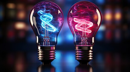 Wall Mural - 3d render of a red and blue bulbs
