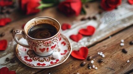 Canvas Print - Vintage Turkish coffee with sugar for Valentine s Day A love symbol