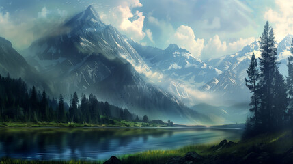 Wall Mural - beautiful mountains landscape wallpaper