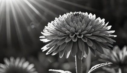 Sticker - Black and White Flower in Sunlight.