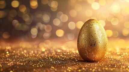 Poster - Top trend Golden Easter egg on holographic backdrop