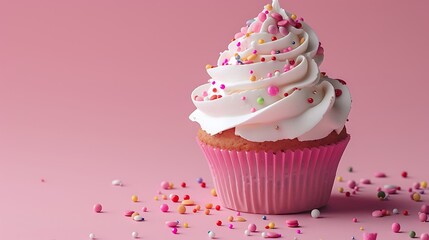 Sticker - cupcake isolated in pink background