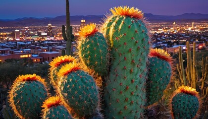 Poster - Desert Cactus Blooms at Dusk.