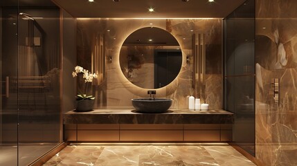 beautiful contemporary powder room house interior design with large glass