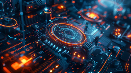 Poster - 3d technology background, tech wallpaper 