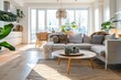 © AhmadTriwahyuutomo - Modern Living Room with Beige Sofa, Wooden Coffee Table, and Natural Sunlight