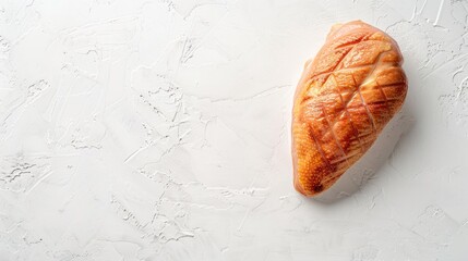 Poster - Smoked chicken breast on white backdrop with copy space