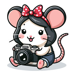 Canvas Print - A mouse with a camera Adobe Illustrator Artwork