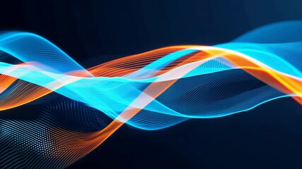 Poster - Abstract digital art featuring colorful wave patterns in blue and orange hues against a dark background