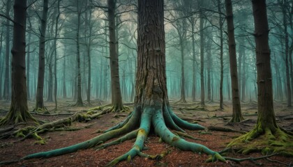 Wall Mural - Ancient Tree Roots in a Mystical Forest.