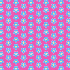 Wall Mural - Seamless pattern with flower.Flowers repeat pattern in blue and yellow isolated on background.Graphic vector illustration.