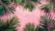 © 2rogan - Tropical palm leaves on pink background for summer theme