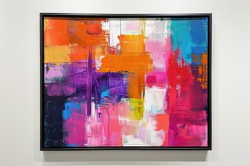 Wall Mural - Emphasizes the contrast between a minimalist frame and a vibrant abstract painting.