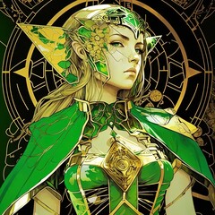 Wall Mural - a woman dressed in green and gold