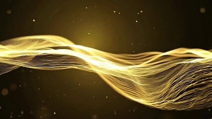 Poster - Stunning digital art showcasing a golden abstract wave pattern against a dark background
