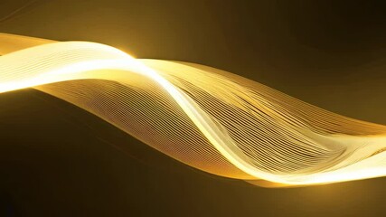 Poster - Stunning digital art showcasing a golden abstract wave pattern against a dark background