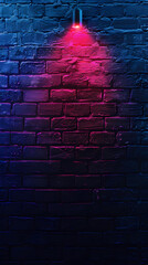 Wall Mural - Glowing neon lights on dark brick wall background