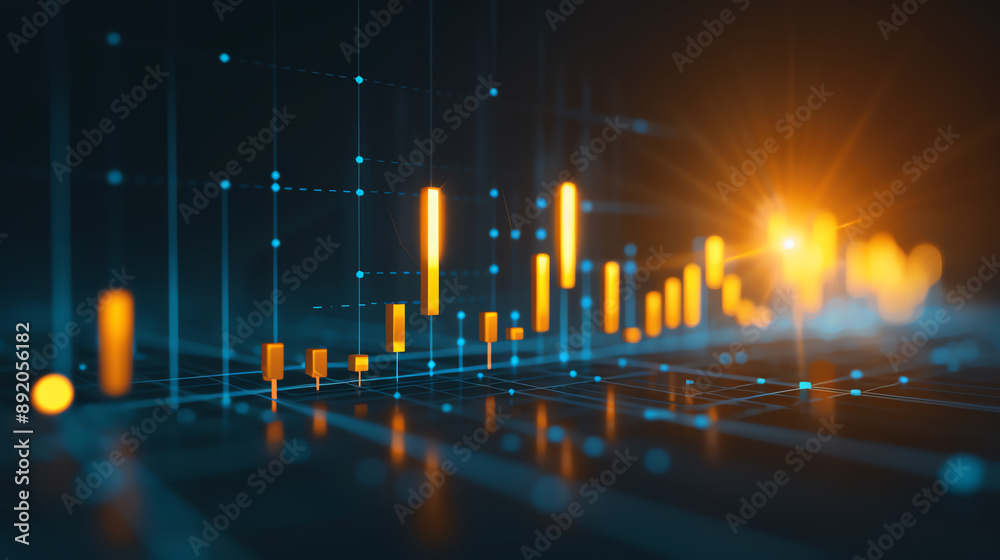 Stock market chart with upward trend, representing economic growth ...