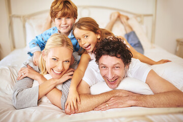 Sticker - Family are the light and love of life. Portrait of a happy family having some fun together in the morning at home.