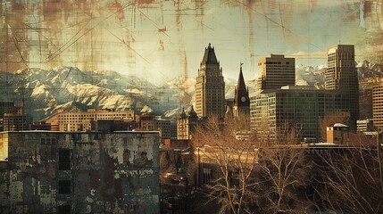 Poster - architecture salt lake city skyline 