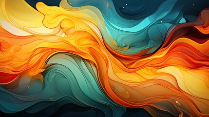 Sticker - 4K Abstract wallpaper colorful design, shapes and textures, colored background, teal and orange colors. Generative AI Art Illustration 