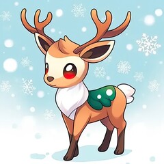 Wall Mural - a cartoon deer with a christmas sweater on