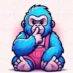 Sticker - a cartoon gorilla is sitting on the floor