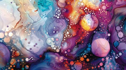 Fototapete - realistic colroful liquid ink abstract technology design wave featuring dots for businsess background presentation 