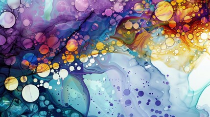 Fototapete - realistic colroful liquid ink abstract technology design wave featuring dots for businsess background presentation 