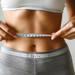 Photo of  woman measuring her waist