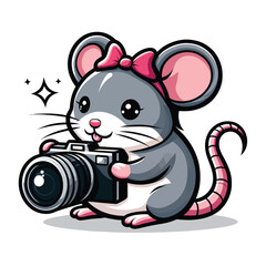 Canvas Print - A mouse with a camera Adobe Illustrator Artwork