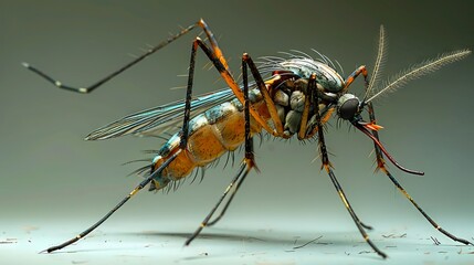 A mosquito with long legs and wings.