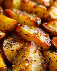 Wall Mural - a close up of a plate of potatoes.