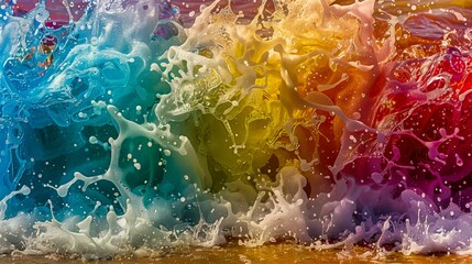 Wall Mural - A colorful splash of water on the surface of the ocean.