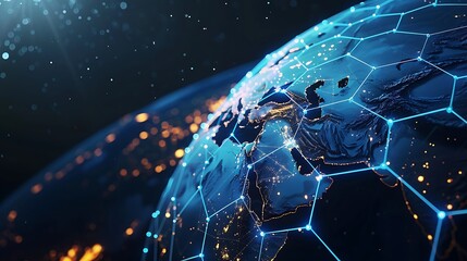 Poster - Global network connecting world global Communication technology for internet business. 