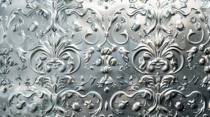 Poster - silver pattern wallpaper